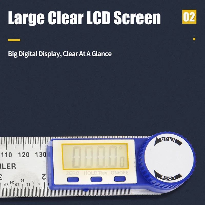 Digital Protractor Digital Angle Ruler Metric Goniometer 360 Degree Stainless Steel Right Angle Protractor Measuring Tool 200mm