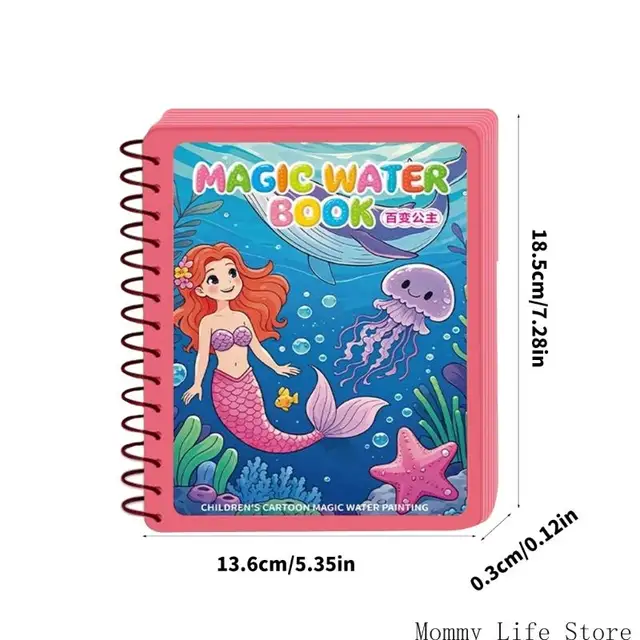 Magical Water Drawing Book for Children Reusable Water Coloring and Doodling Toy Book with Water Pen Education Toy 6