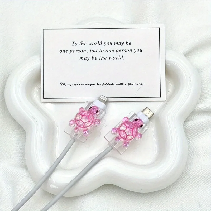 Cute Turtle Transparent Data Cable Protector - Anti-Breakage Charger Cord Protection Cover