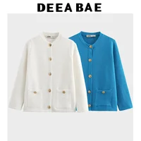 Winter Coats Woman Solid Color Simple And Fashionable Versatile Knitwear Cardigan Round Neck Casual Women's  Outerwear