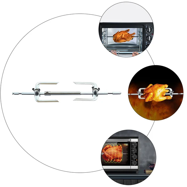 Mikrohullámú Sütő Sült Csirke Állvány Forgó Villák Grill Otthoni Grillezett Rúd Levegő Tartozékok Rozsdamentes Acél - Image 5