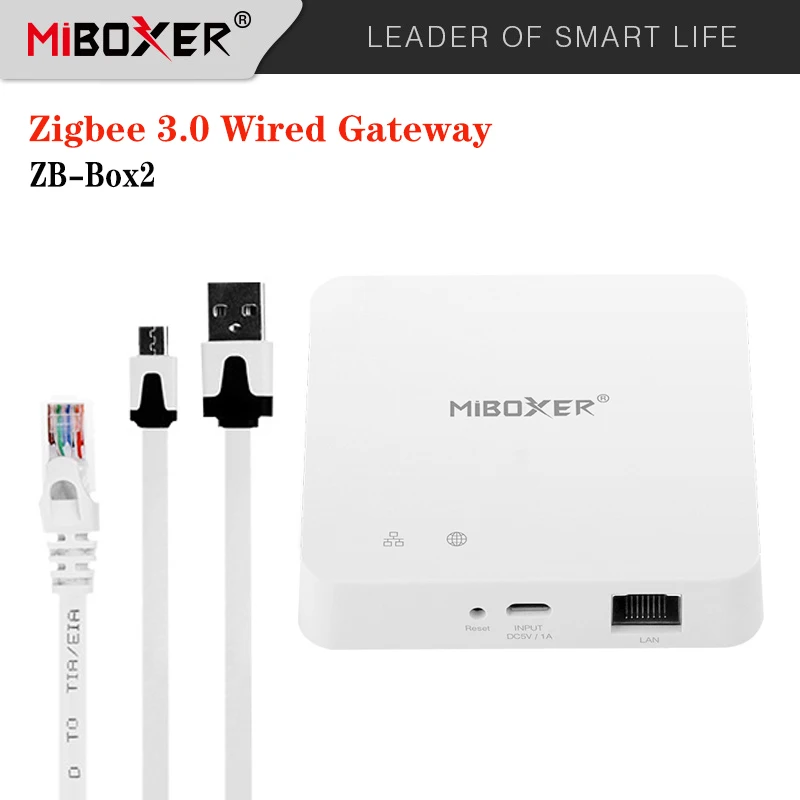 Miboxer ZB-Box2 Zigbee 3.0 Wired Gateway Smart Controller zigbee 3 0 gateway mesh miboxer zb box3 bluetooth zb box2 wired wifi smart controller support voice app control online upgrade