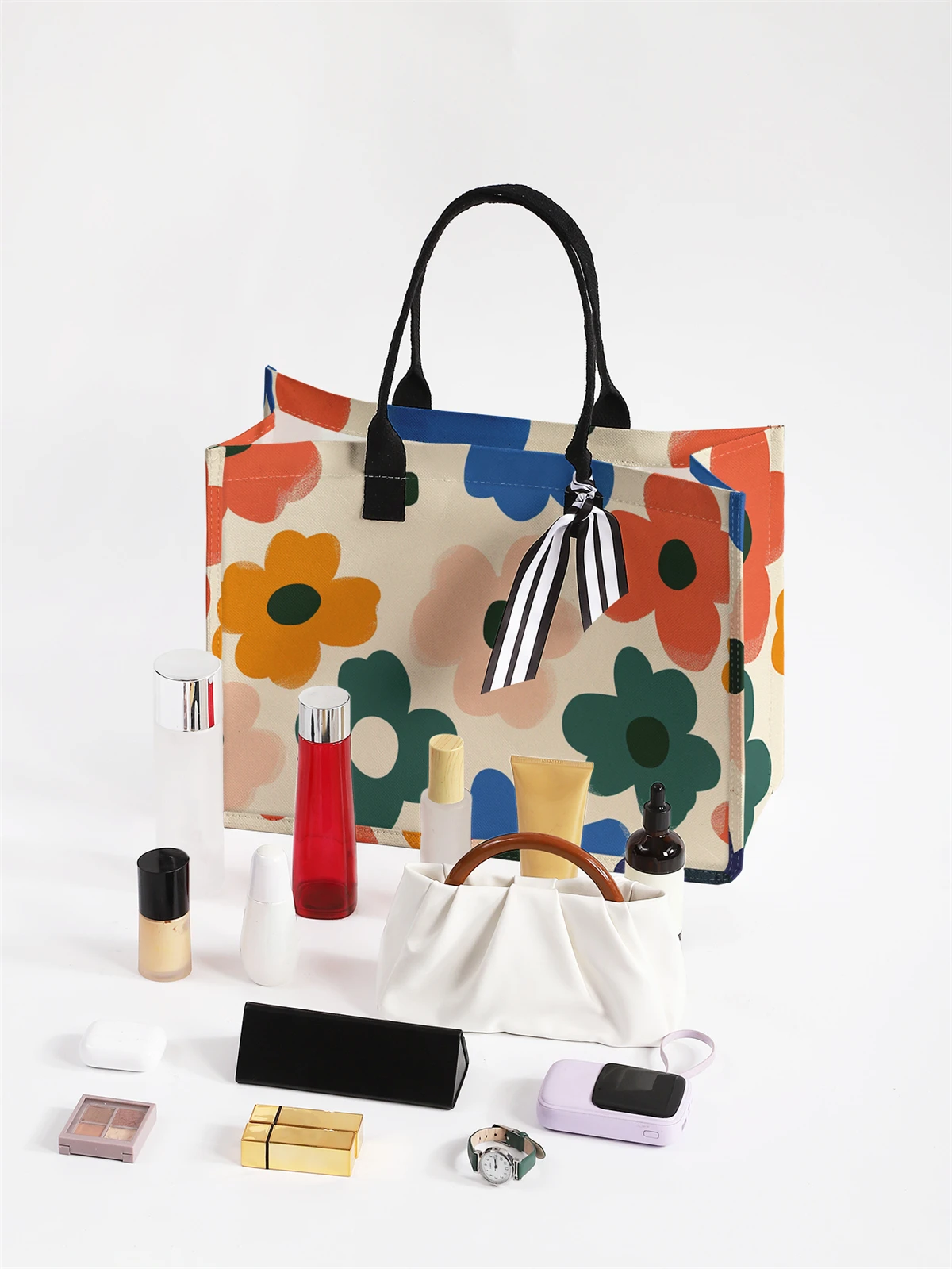 Floral Pattern Printed Handbag - Tote Bag, Women's Gift Handbag Beach Bag, Large Capacity Handbag Suitable for Men and Women