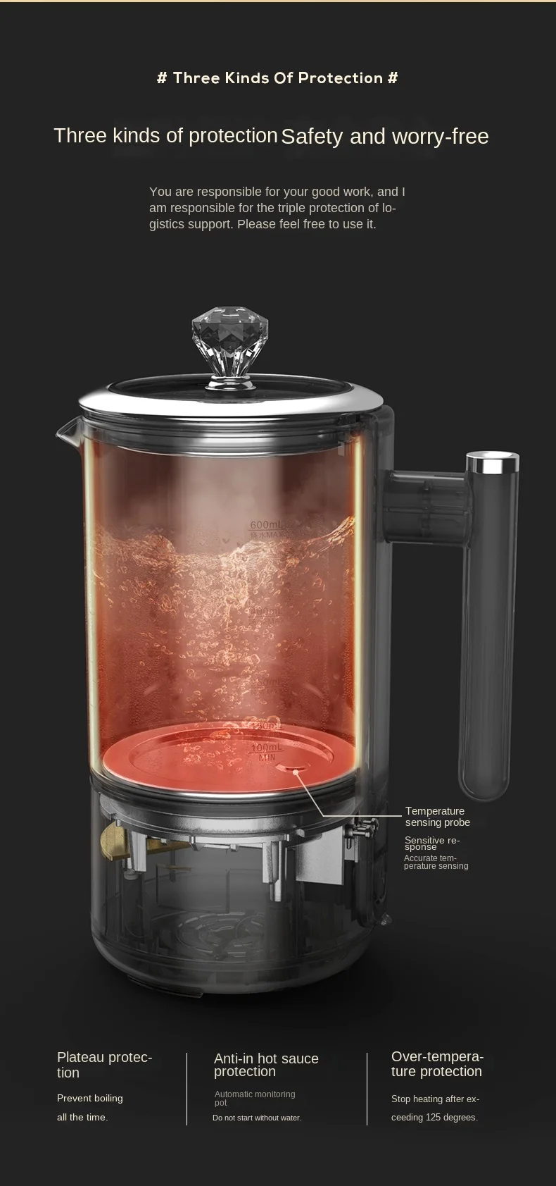 DAEWOO 300ML Electric Kettle Thermal Vacuum Insulation Tea Coffee