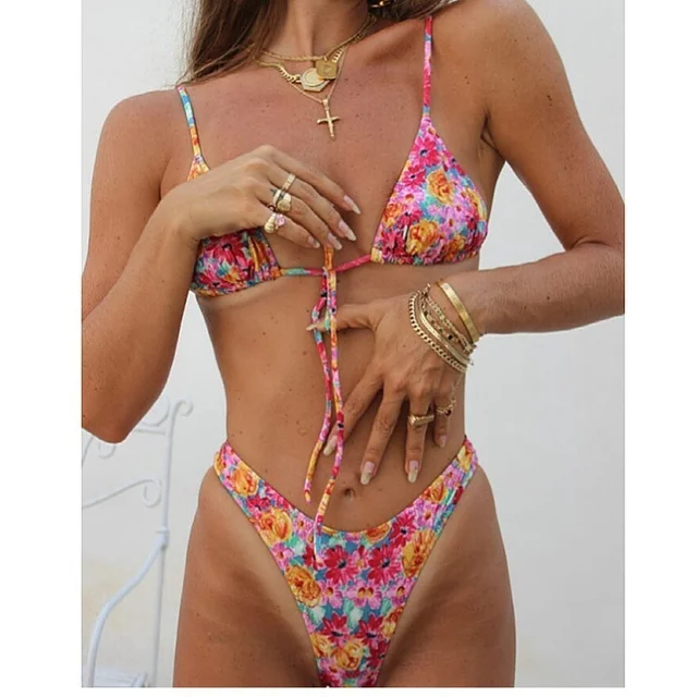 Summer Sexy 2PCS Bikini 2024 Swimsuit Patchwork Swimwear String Bikini Set Bathing Suit Women Biquini Thong Bikinis Beach Wear 3