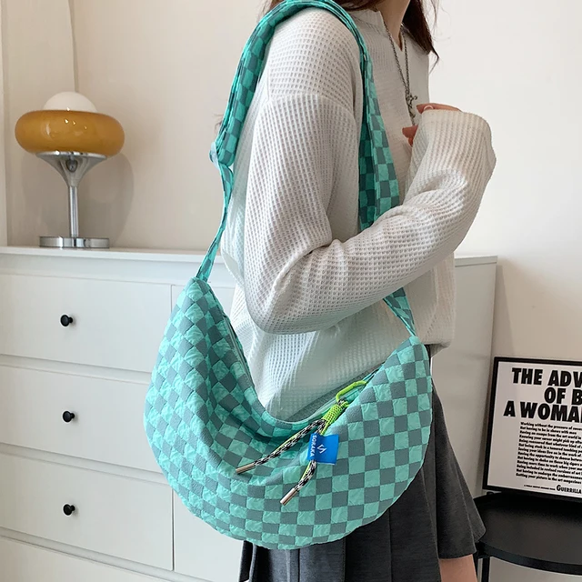  Plaid Crossbody Bag Fashion Half Moon Women Messenger Bag  Casual Portable Simple Large Capacity for Weekend Vacation : Clothing,  Shoes & Jewelry