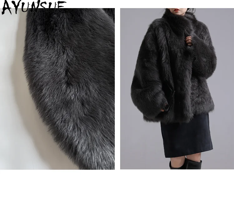 AYUNSUE Fur Coat Material Closeup