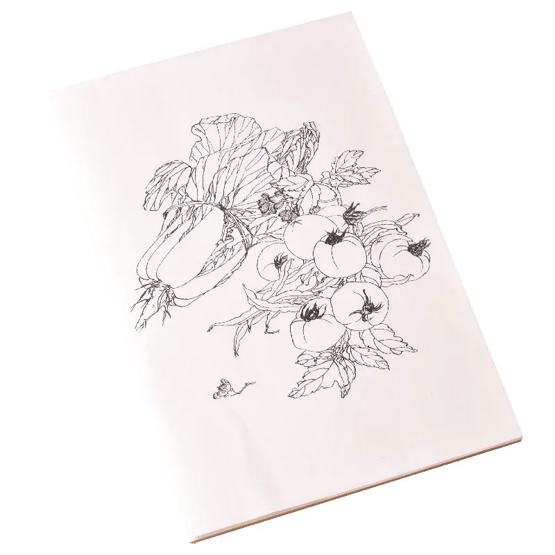 Meticulous Drawing Manuscript Dragon Plant Lady Watercolor Painting Copy Line Draft Ripe Rice Paper Coloring Line Drawing Draft