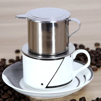 Coffee Dripper Maker Pot Infuse Cup Portable Coffee Drip Filter 6-9Q Vietnamese Coffee Filter Stainless Steel Vietnamese Style