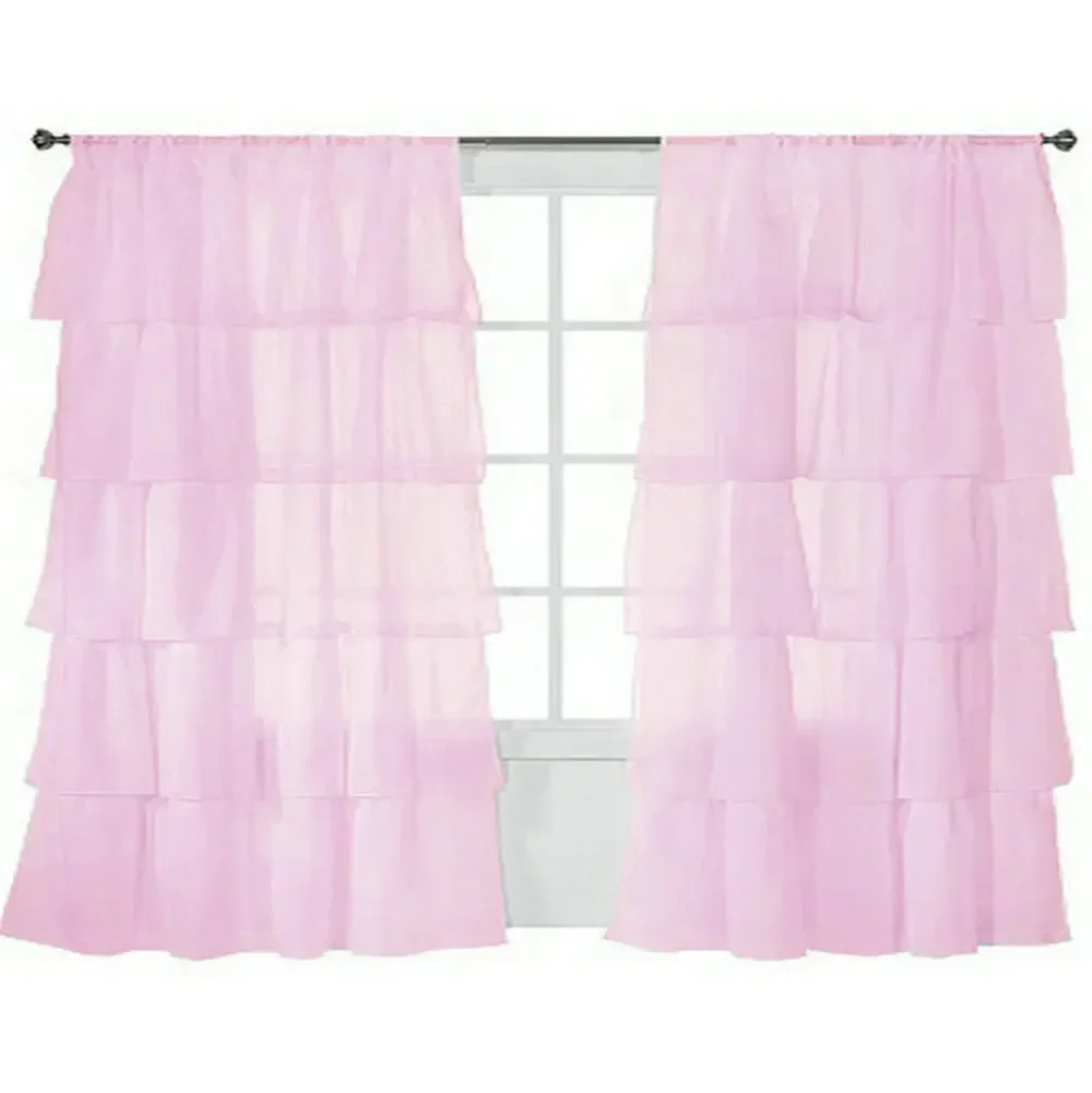 Sheer Voile Tulle Window Curtains, One Panel, Maiden Ruffle Style, Fashion sheer window treatments 3