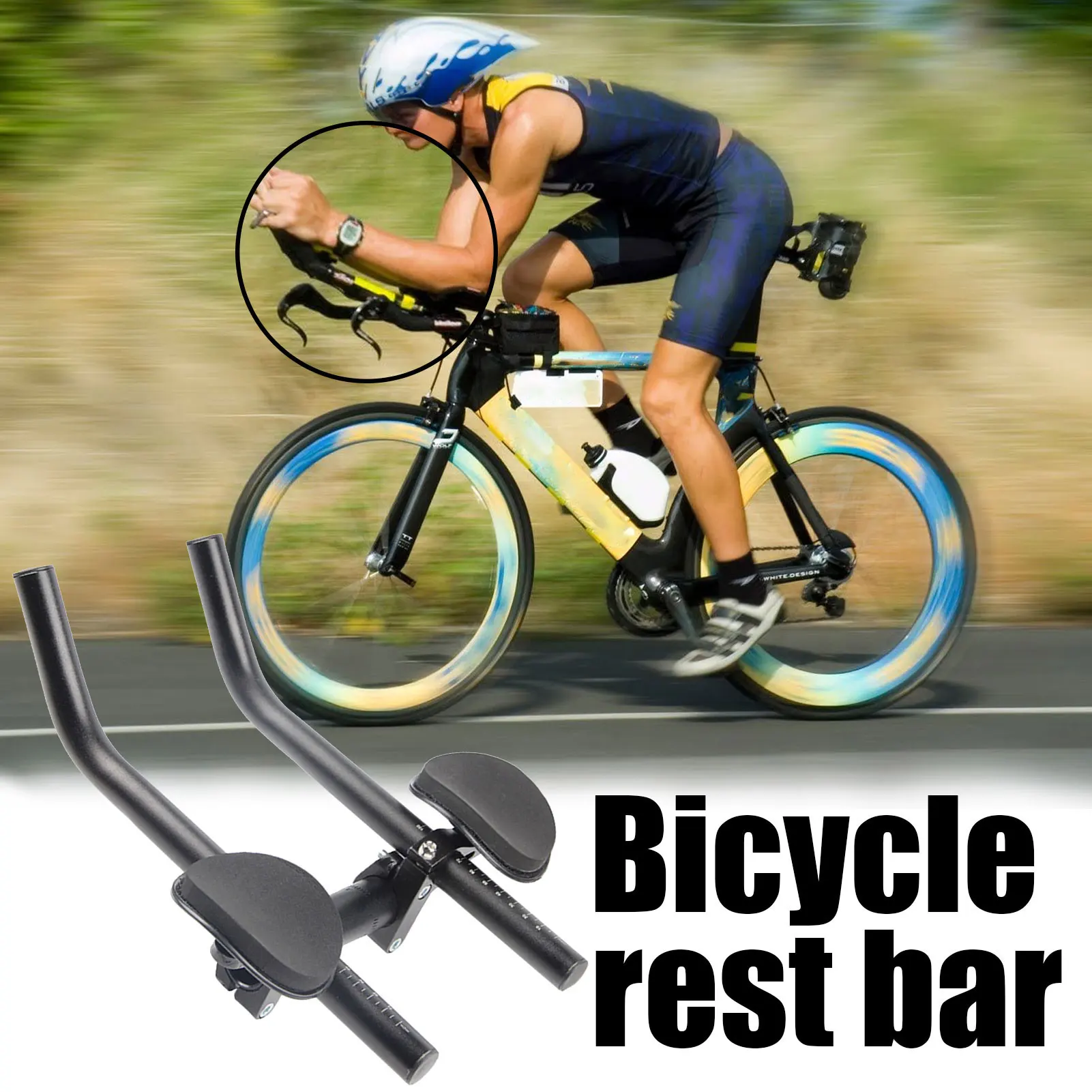 Aero Bar, TT stuur racefiets mountainbike triathlon Aero Rest stuur clip op tri bar, ruststuur voor fiets van aluminiumlegering, armleuning aerobar voor mountainbikes
