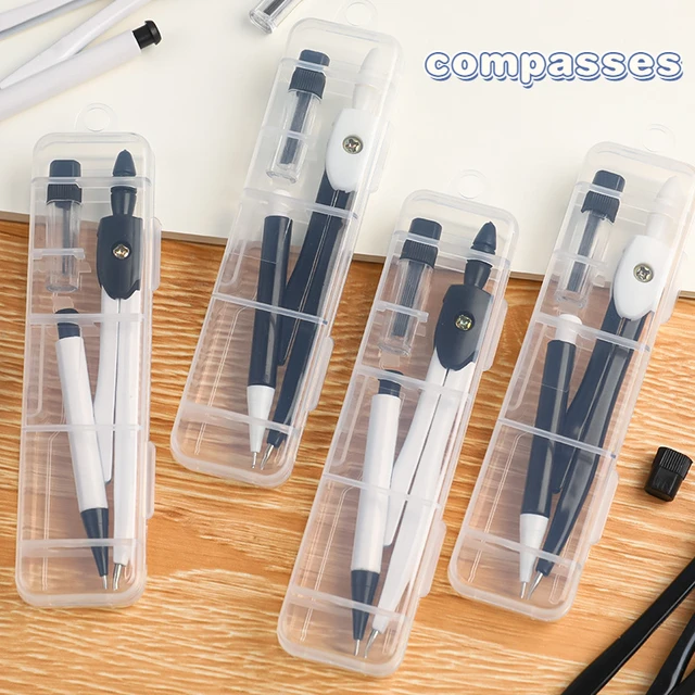 1 Set Student Simple Metal Compasses with Spare Pencil Lead 0.7mm School Office Stationery Supplies Maths Geometry Drawing Tools