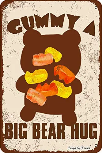 

Gummy A Big Bear Hug Candy Iron Poster Painting Tin Sign Vintage Wall Decor for Cafe Bar Pub Home Beer Decoration Crafts