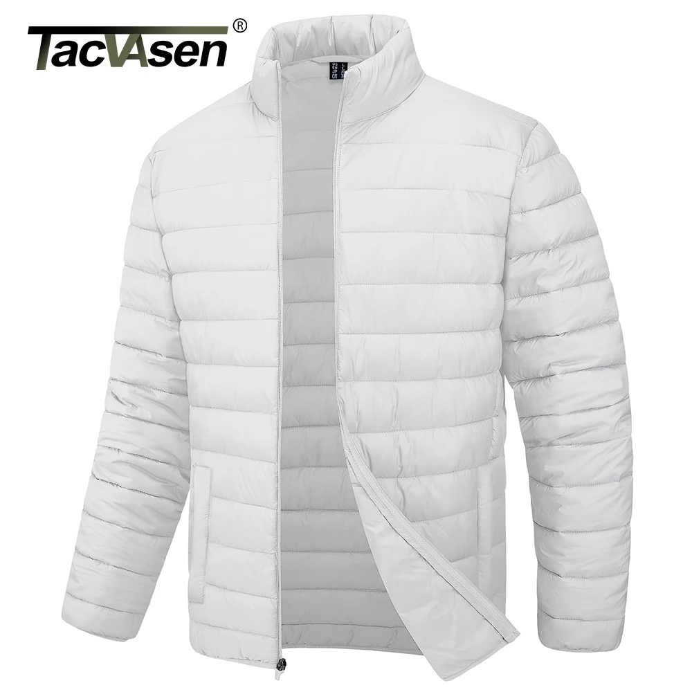 Doudoune légère homme TACVASEN col montant waterproof - Veste travail outdoor coupe-vent chaude zip complet