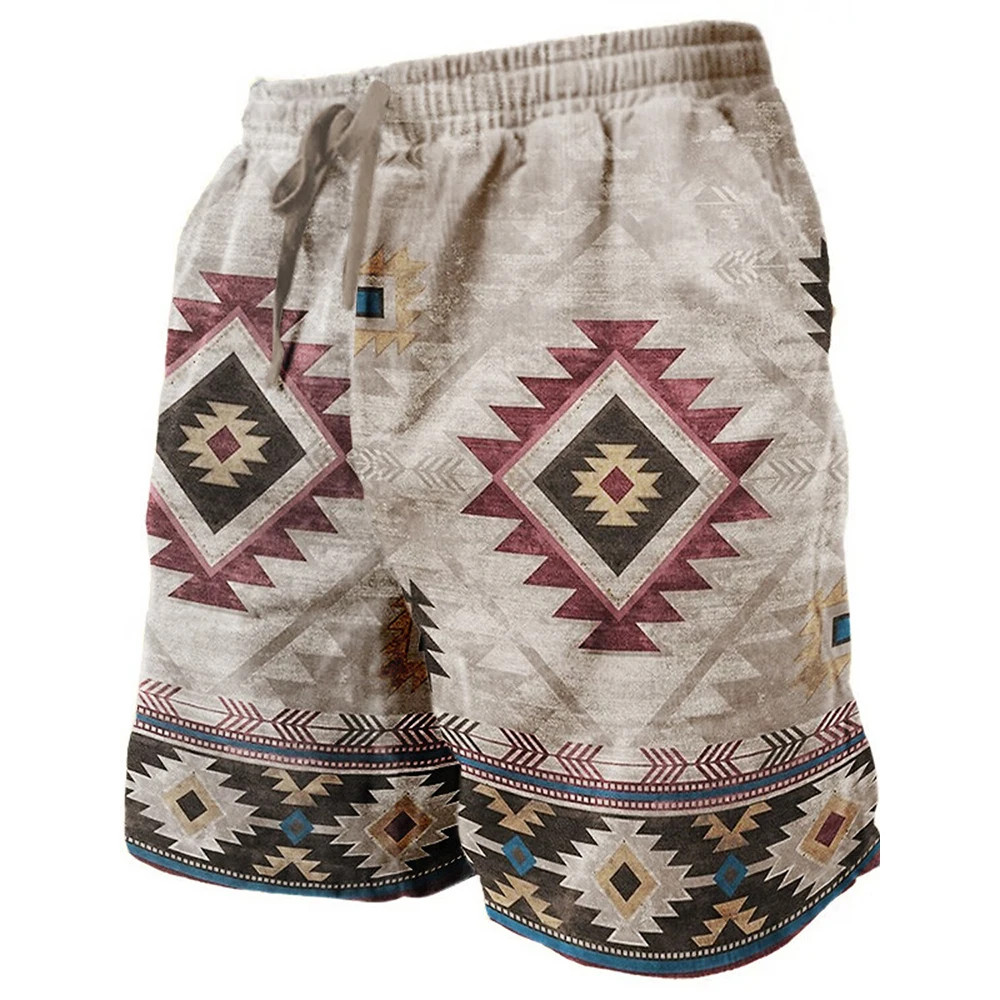 Ethnic Style 3D Print Beach Shorts Men's Vintage Casual Board Shorts Male Swimming Trunks Kids Short Pants Man Swimsuit Clothing 4