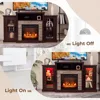 Electric Fireplace TV Stand for 65in+ Tv, 19‘’ Fireplace with Mantel, Entertainment Center with 16 Color LED Lights, TV Console 2