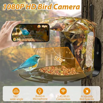 Smart Bird Feeder Camera Solar Powered Bird Watching Camera Wireless Outdoor 1080P HD 7W Solar Panel Bird Species 2