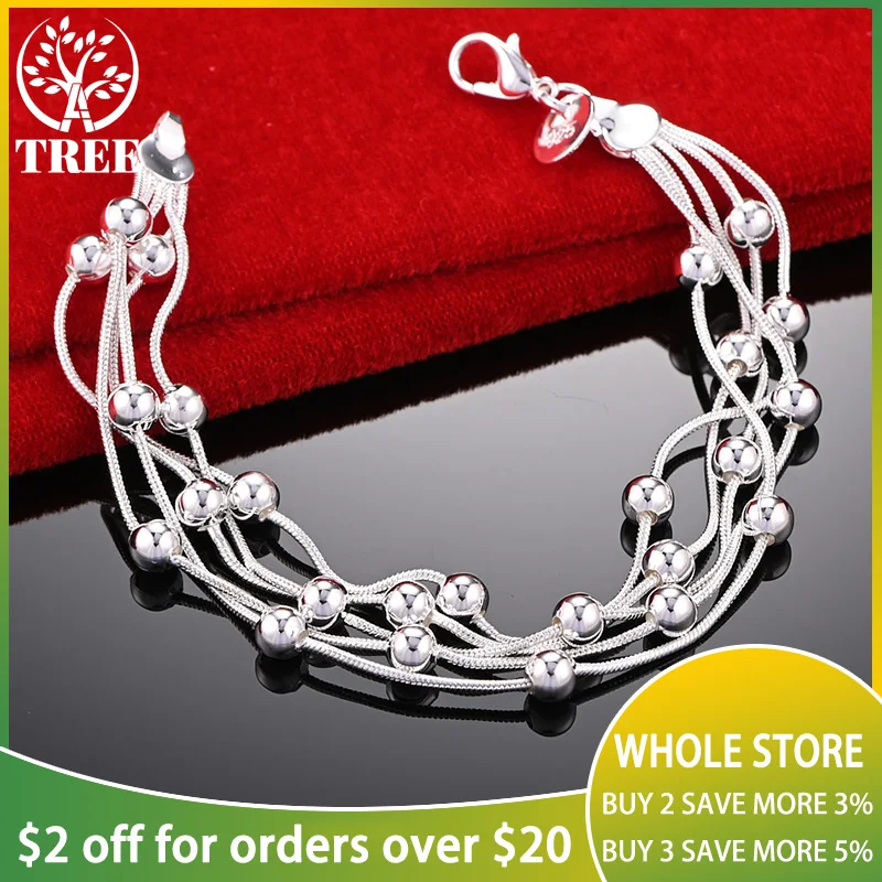 

ALITREE 925 Sterling Silver Bead Snake Chain Bracelet For Woman Banquet Party Birthday Gift Wedding Accessories Fashion Jewelry