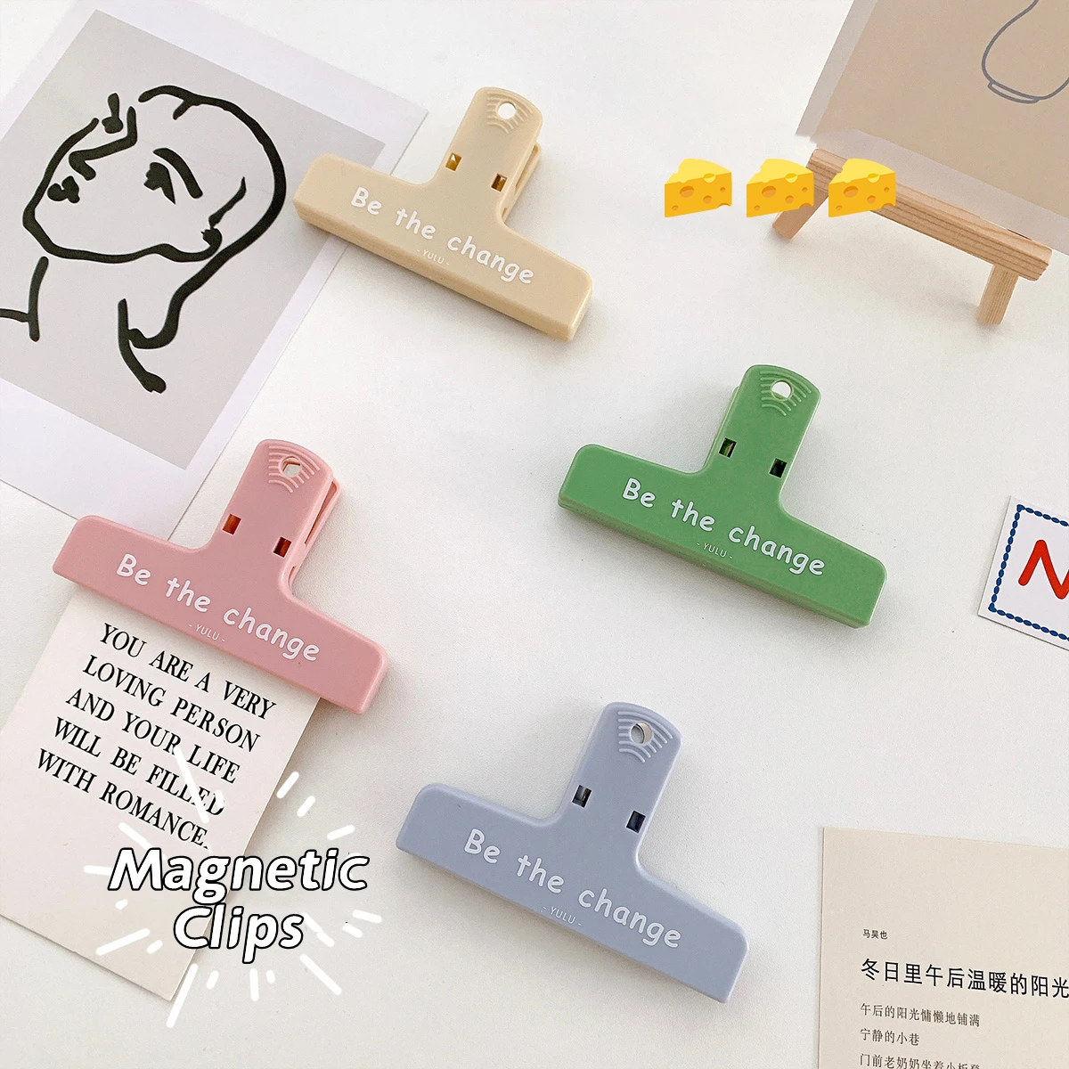 

1pcs Neat and Clean Magnetic Paper Clip Retro Color Magnet Clamp for Fridge File Index Photo Memo Office School A7132