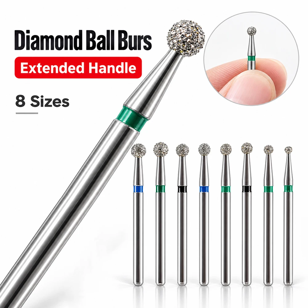 10 Stück Labor-Diamantbohrer FG mit 1,6 mm Schaft, 25 mm langer Reichweite, 801 Rundserie für tiefes Laborbearbeiten