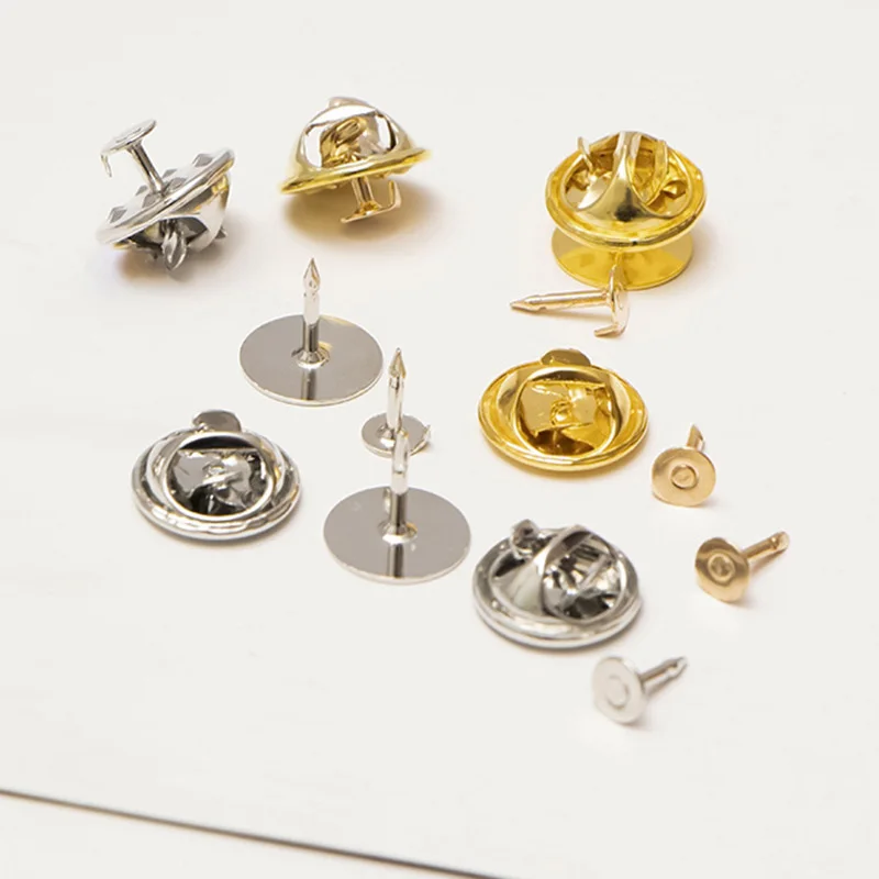 

10Pcs Metal Pin Back Brooch Badge Holder Base For DIY Jewelry Making Findings Butterfly Clasp Handmade Material Accessories