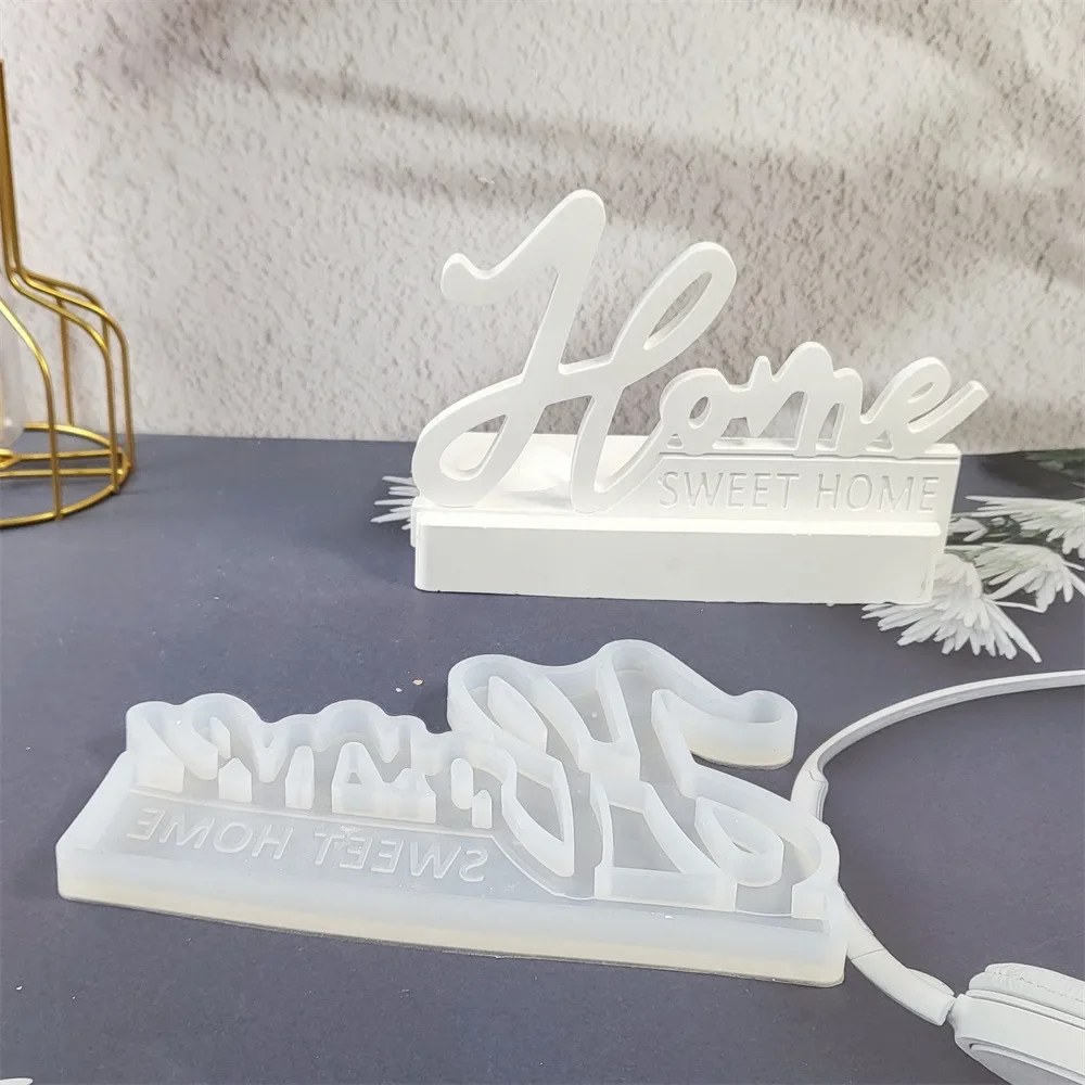 HOME Ornament Silicone Molds DIY Candle Holder Concrete Cement Gypsum Plaster Mould Furniture House Craft Plugin Card Resin Mold