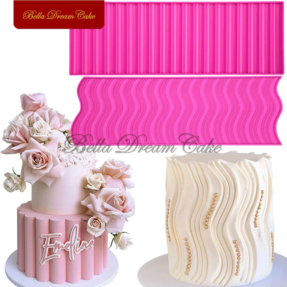 

3D Wavy/Cylindrical Design Chocolate Origami Silicone Lace Mat DIY Fondant Border Mould Wedding Cake Decorating Tools Bakeware