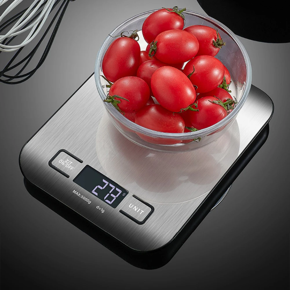 Kitchen Food Scale Stainless Steel Electronic Weights Scales USB Charging Food Weighing Scale for Cooking Baking 1G Up To 10KG