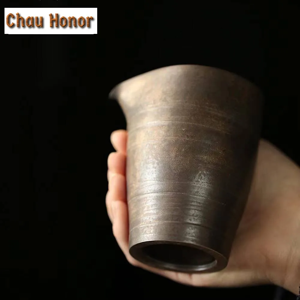 240ml Handmade Thin Tire Tea Pitcher Zen Rust Rough Pottery Sharing Pot Cha Hai Coffee Justice Cup Tea Items Decoration Supplies