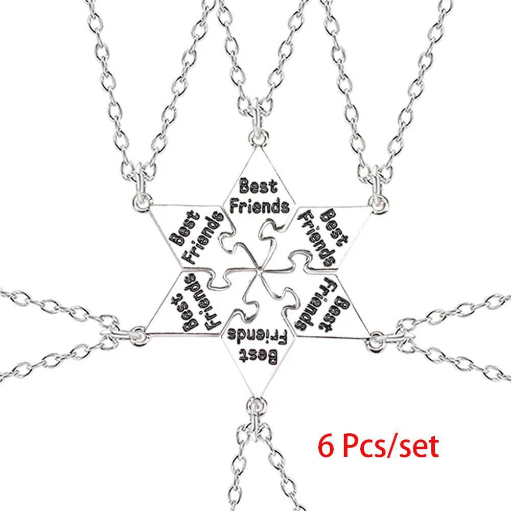 8 Pcs/Set Best Friend Necklace Creative Pentagram Pendant Alloy Accessories Friendship Necklace Best Friend Alloy Pendant 2
