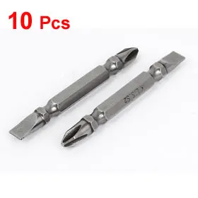 10Pcs Cross and Flat Head Double Head Screwdriver Bit Magnetic Hex Shank Phillips PH2 & Slotted 6mm Screwdriver Bits