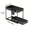 2-Tier Sliding Under Sink Organizer with Metal Frame-Plastic Storage Basket for Kitchen Spices, Cosmetics & Accessories 4