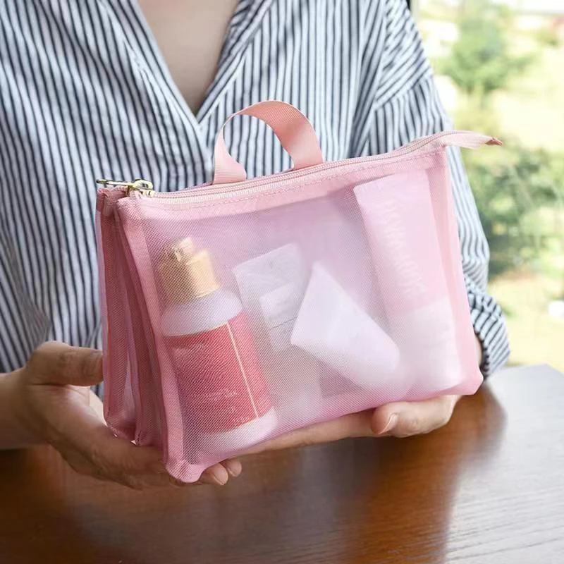 

Mesh Handbag Wash Bag Women's Cosmetic Bag Finishing Travel Passport Portable Lipstick Toiletry Stylish Storage Bag Creative