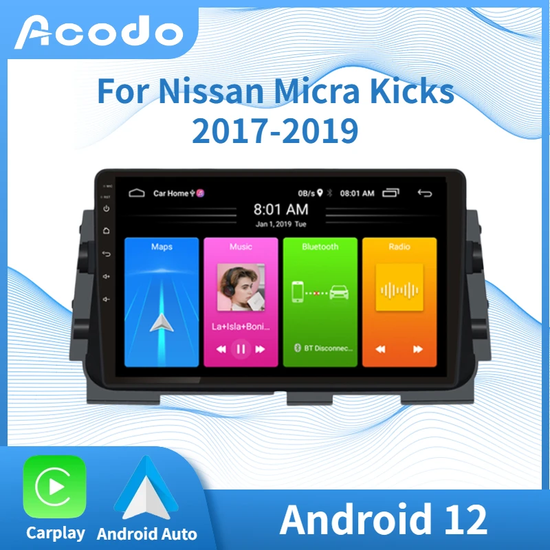 

Car Radio Acodo Stereo for Nissan Micra Kicks 2017 - 2019 GPS IPS Screen Wifi CarPlay Android Auto FM BT SWC Player Headunit