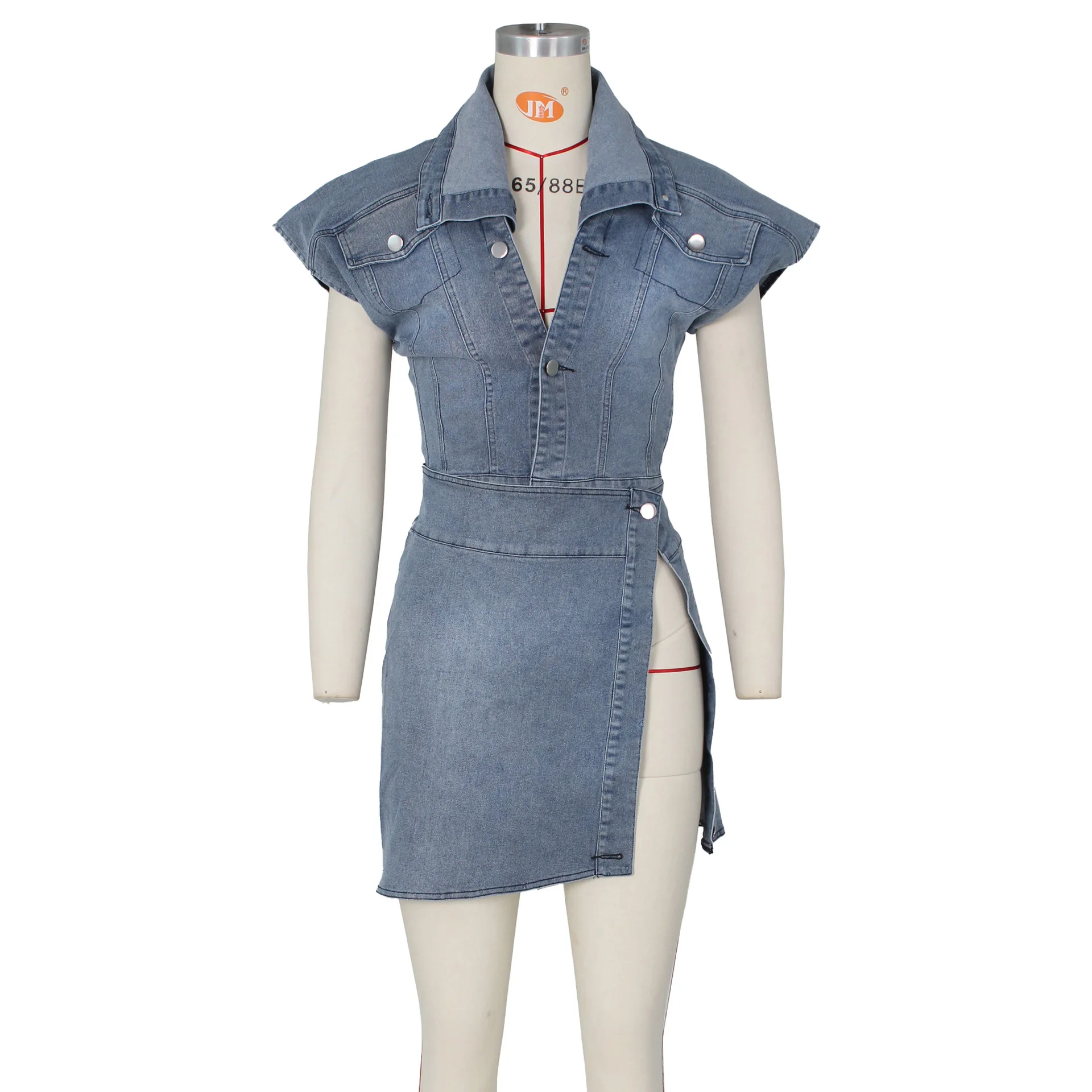 Sexy Sleeveless Denim Summer Dress Casual Turn Down Buttons Slit Bodycon  Mini Ladies Slim Dresses - China Dress and Ladies Dress price