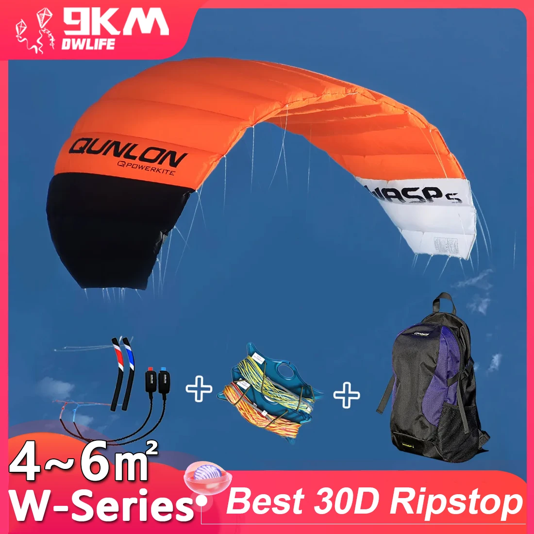 9KM Professional 46㎡ 4 Line Power Traction Kite Kiteboarding with