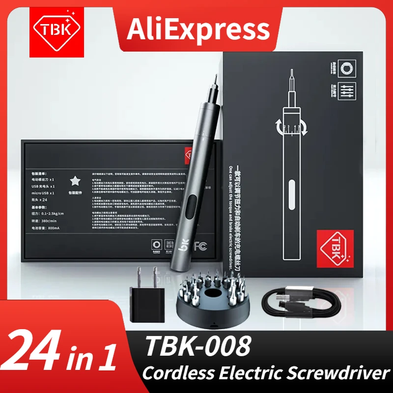 TBK 008 Cordless Electric Screwdriver, Rechargeable Mini Screwdriver