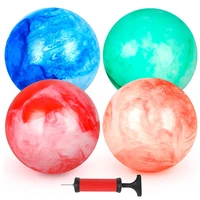 2/4PCS Bouncing Ball with Pump, 8.7inch Marbleized Bouncy Balls Rubber Inflatable Kick Ball Summer Outdoor Game Toys for Kids 1