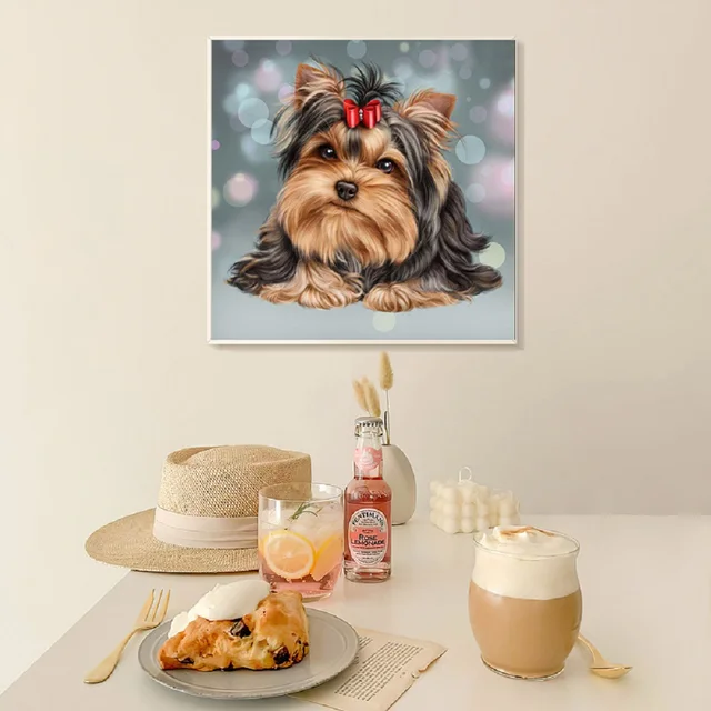 Small Yorkshire Terrier Dog Diamond Painting Kits Cute Scottish Terrier  Animal In Flowers Garden Mosaic Cross Stitch Home Decor - AliExpress