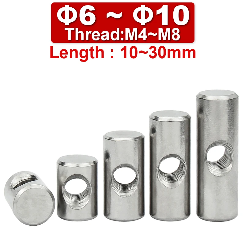 M4 M5 M6 304 Stainless Steel Hammer Nut One-word Thread with Hole Cylindrical Positioning Pin Embedded Connection 5Pieces |