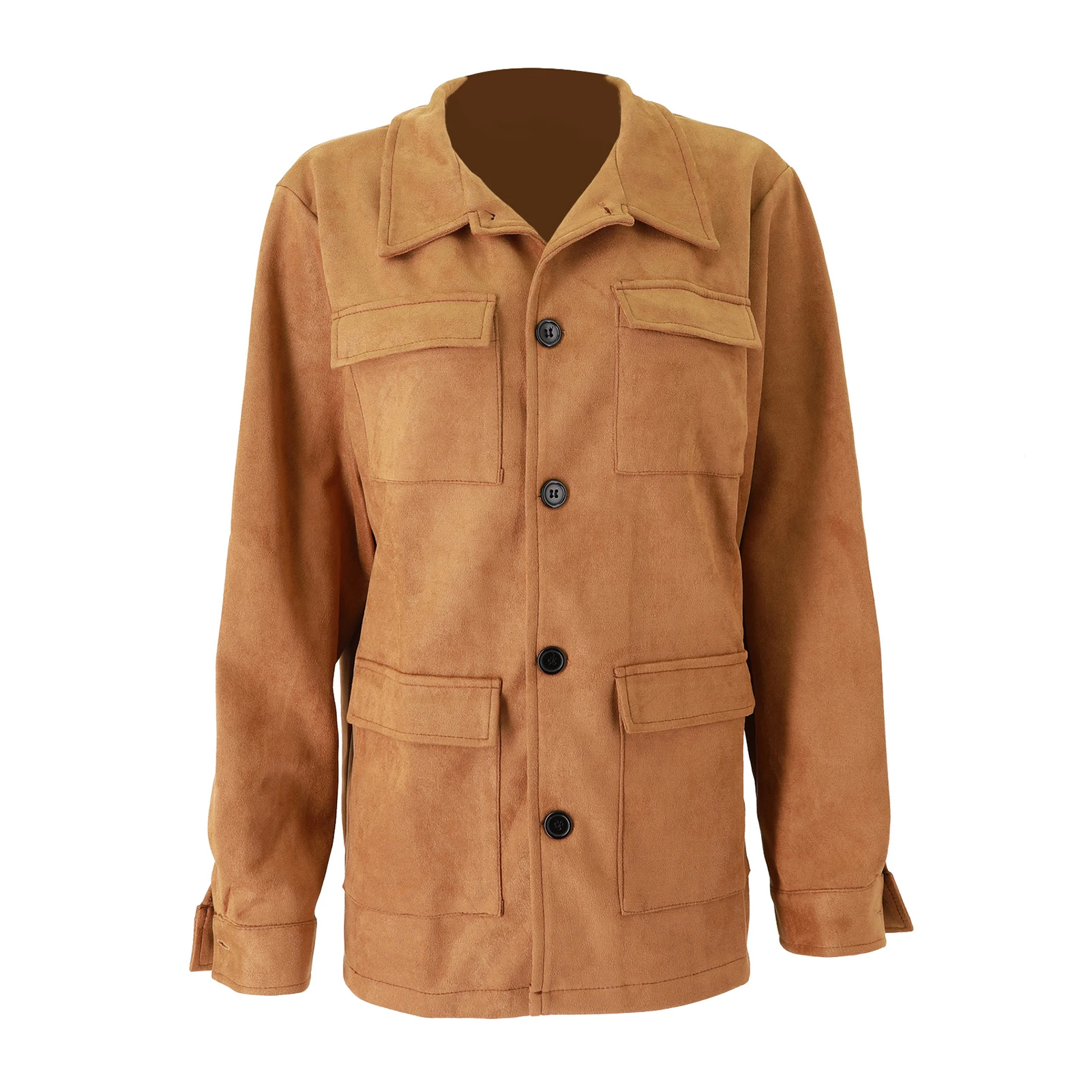 Retro Men Trench Coat Stylish Multi-pockets Fuctional Winter Jacket Solid Color Single-breasted Male Coat