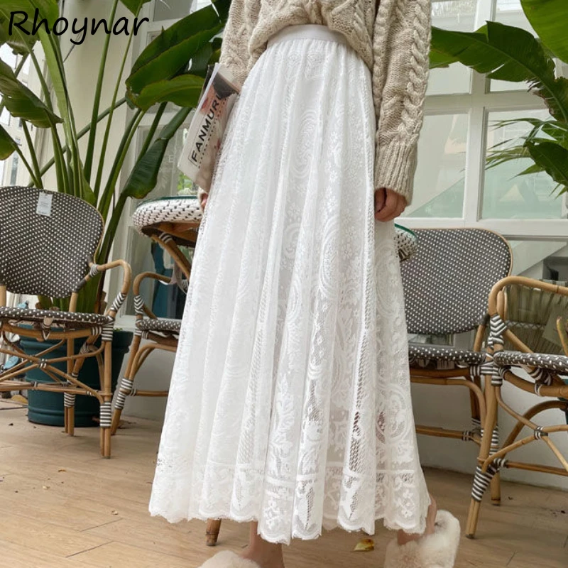 

Skirts Women Spring Korean Style Casual Retro High Waist All-match Simple Solid Sweet Girls Gentle Elegant Popular Cozy Trendy