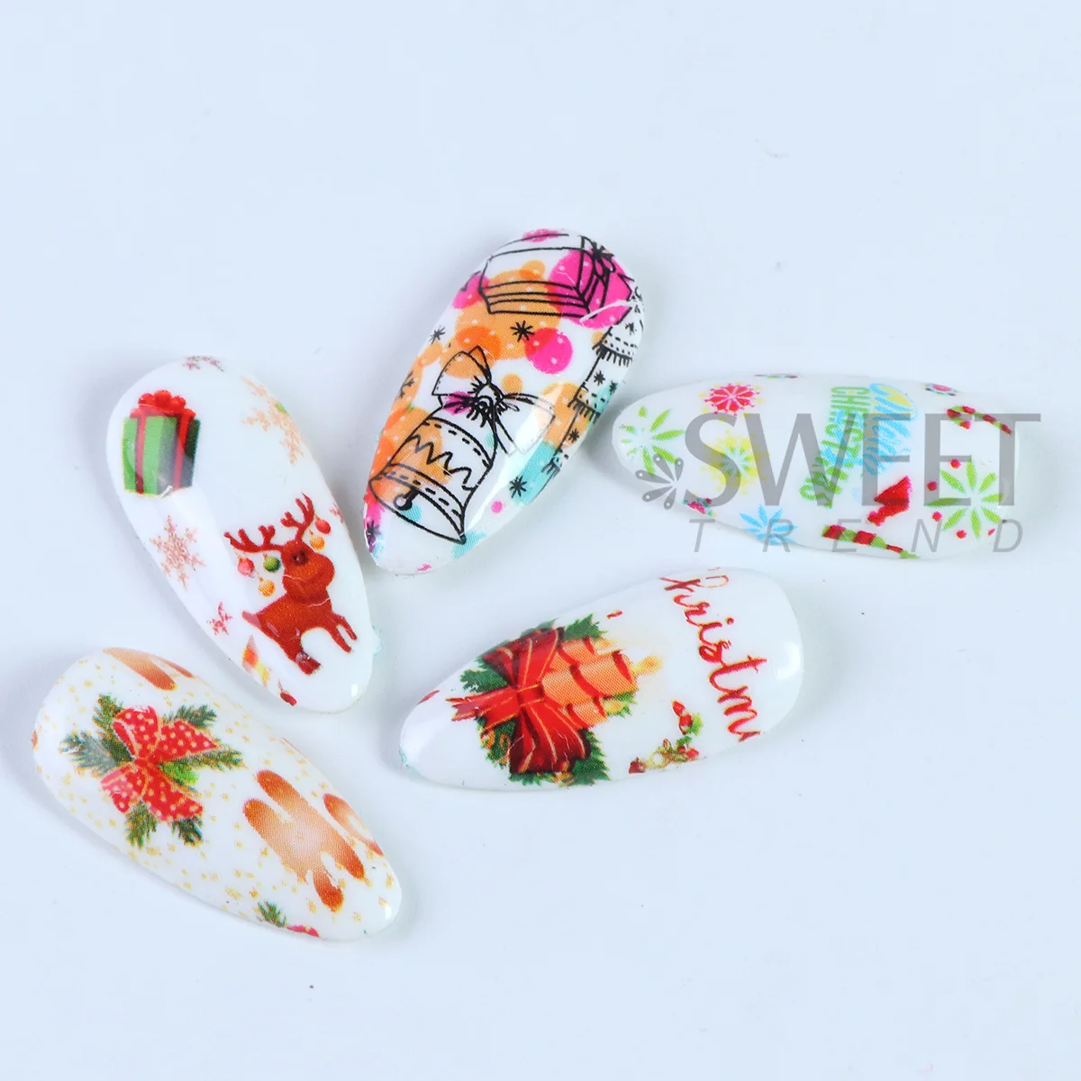 10pcs/box Winter Adorable Christmas Series Nail Transfer Foils Xmas Tree Santa Elk Snowflake Starry Sky Paper 2026 Decor Sliders