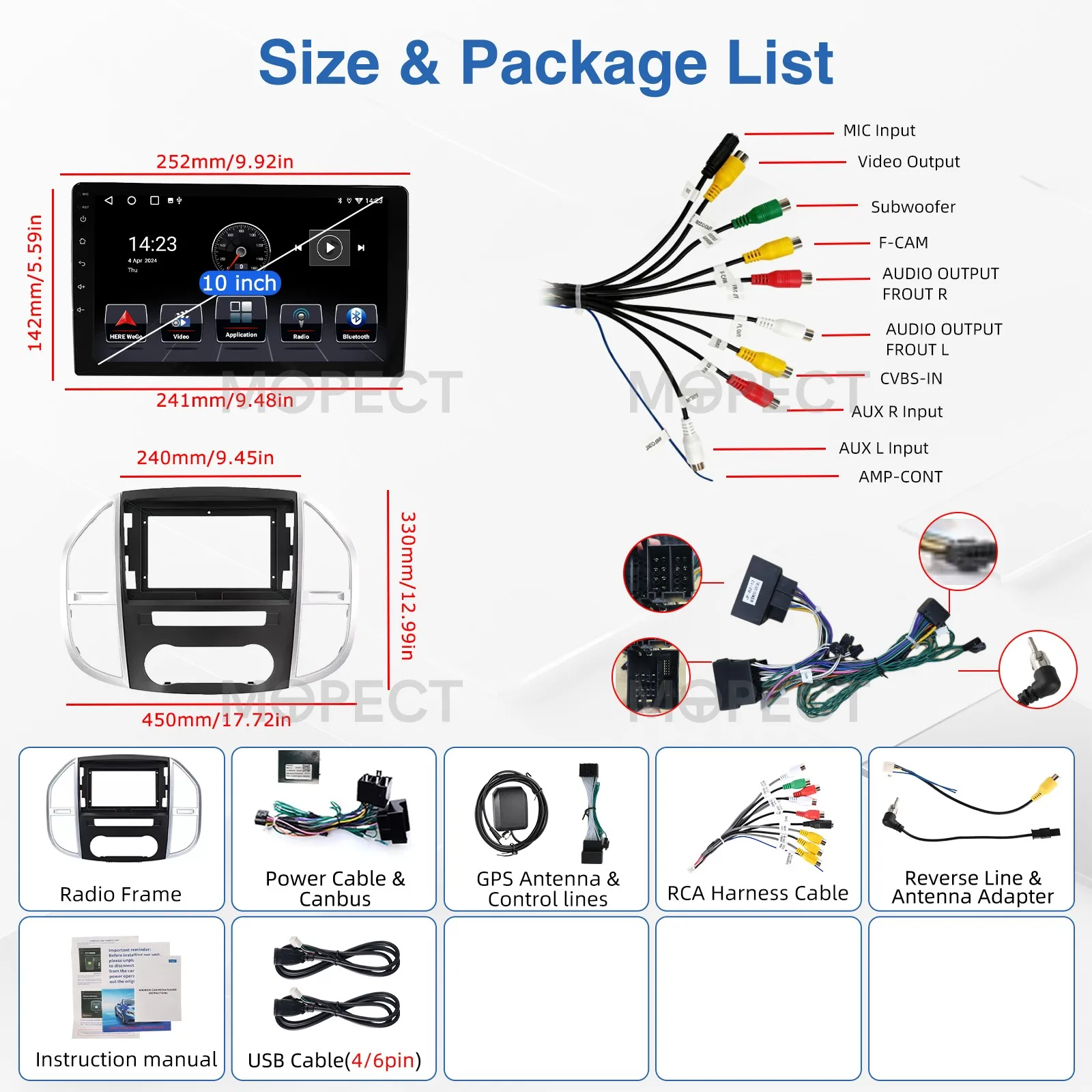 MOPECT 2Din Carplay Android Auto Radio Multimedia-Videoplayer für Mercedes Benz Vito W447 2014 - 2020 GPS-Navigation Stereoanlage – Detail 13