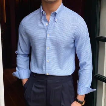 British Fashion Slim Shirt Trend Men Shirt