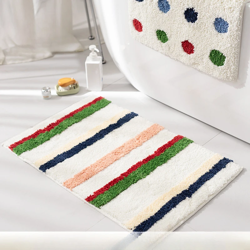 

Simple Carpet Fresh Living Room Tea Table Mat Colorful Plaid Bedroom Carpet Nordic Entrance Carpet