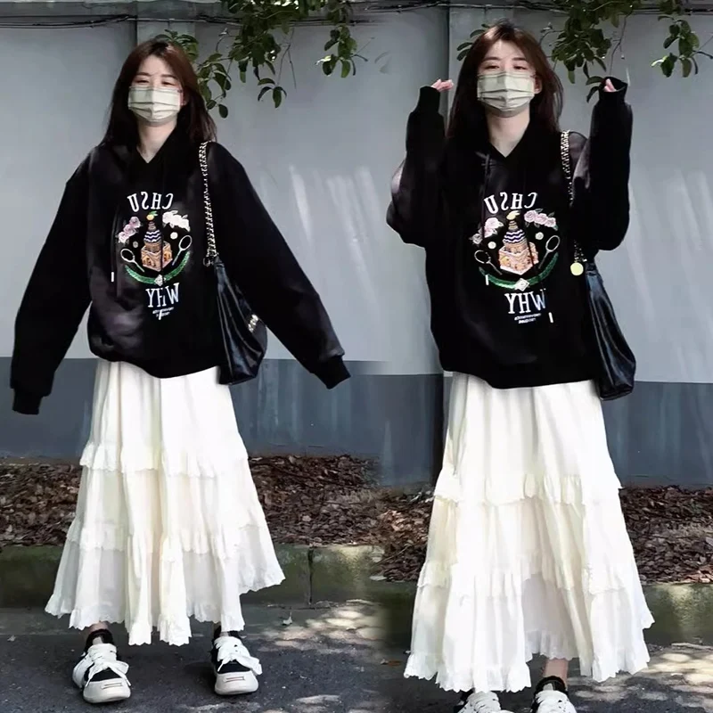 슬리밍 임산부 후드티셔츠 봄 가을 다용도 비출산용 하프 스커트 여성 패션 편안한 폴리에스터