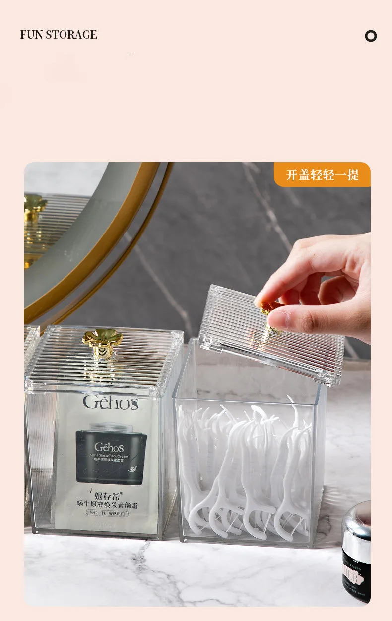 Transparent Cosmetic Jewelry Remover Pads Container, Makeup Cotton Pads, Organizing