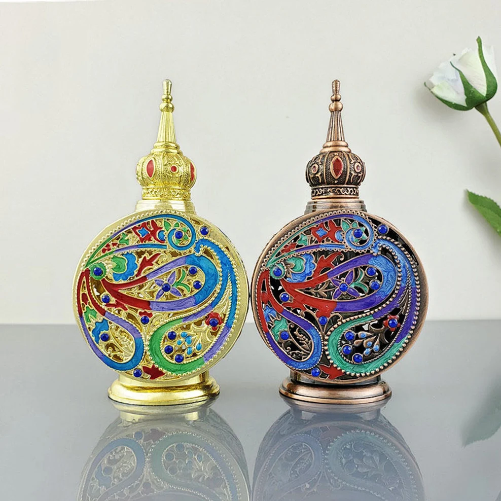 

2PCS Dubai Essence Portioning Bottle Arabic Essential Oil Bottle Vintage Perfume Glass Bottle Travel Bottle Sets Empty Bottle