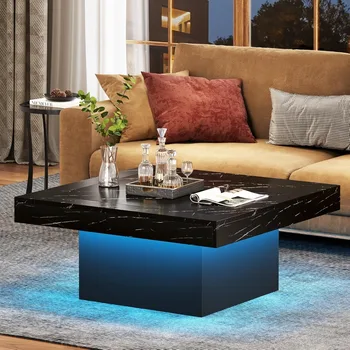 LED Square Black Coffee Table 1